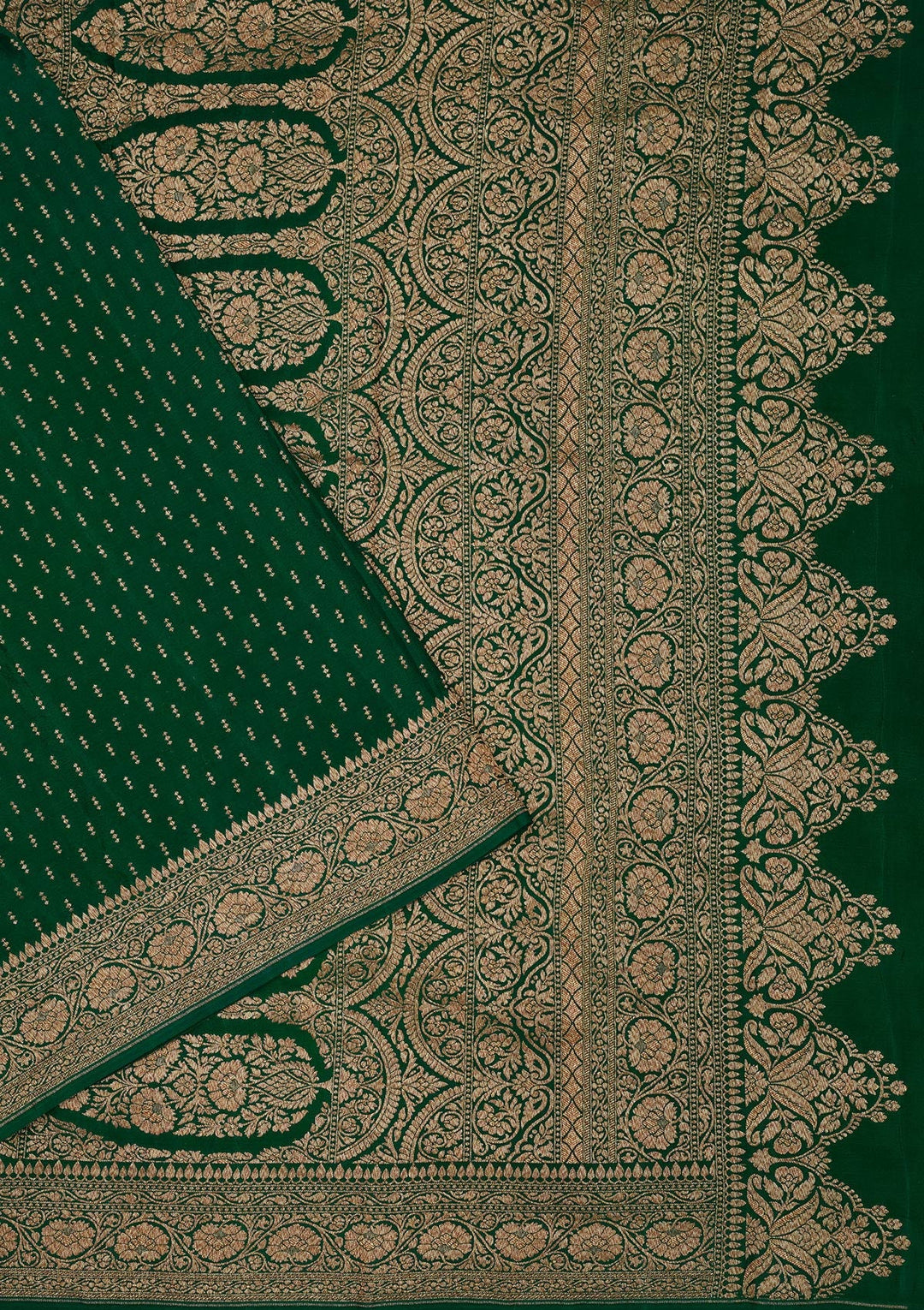 Green Zariwork Pure Silk Saree-Koskii