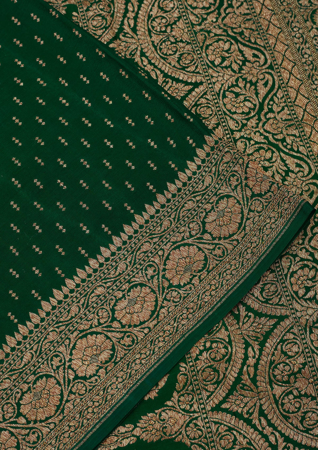 Green Zariwork Pure Silk Saree-Koskii
