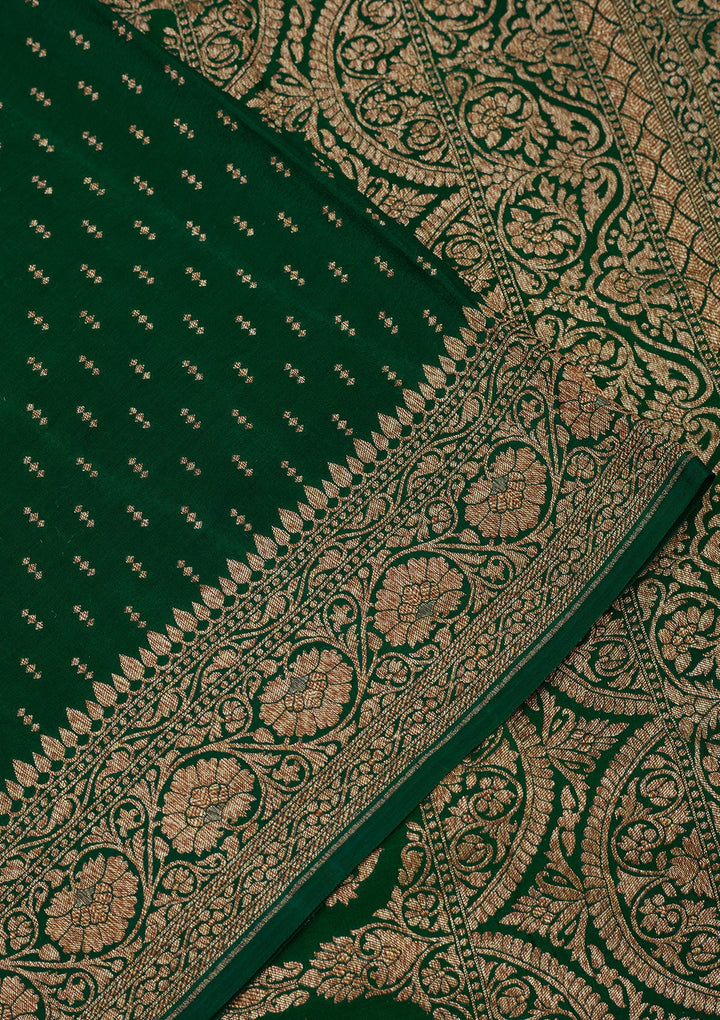 Green Zariwork Pure Silk Saree-Koskii