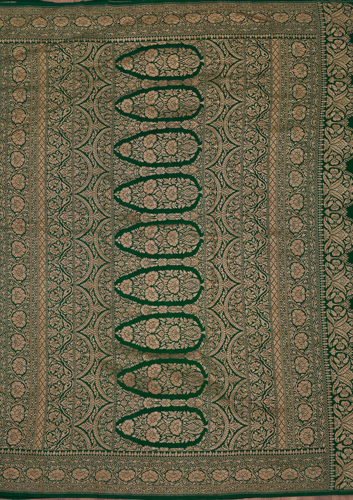 Green Zariwork Pure Silk Saree-Koskii