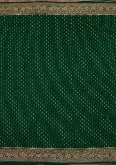 Green Zariwork Pure Silk Saree-Koskii