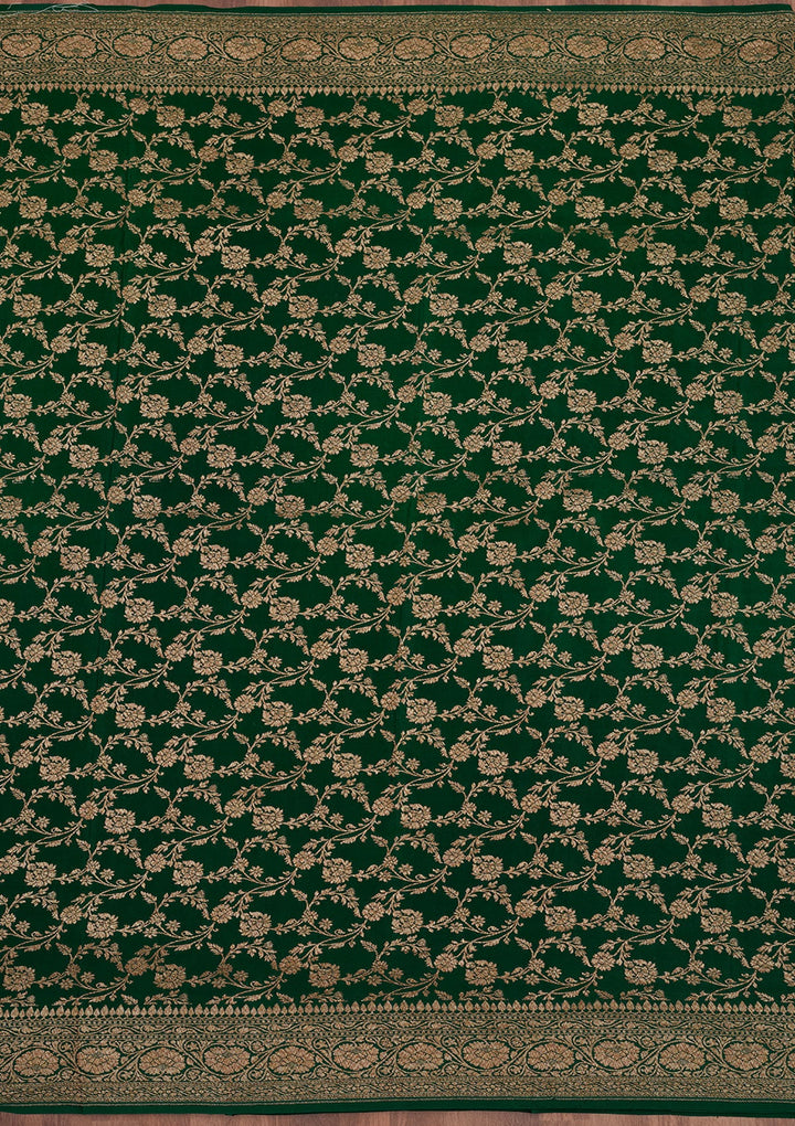 Green Zariwork Pure Silk Saree-Koskii