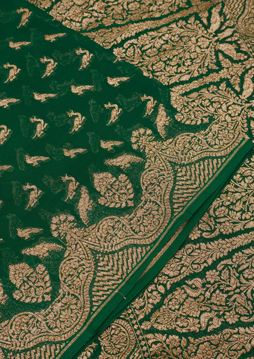 Green Zariwork Pure Silk Saree-Koskii