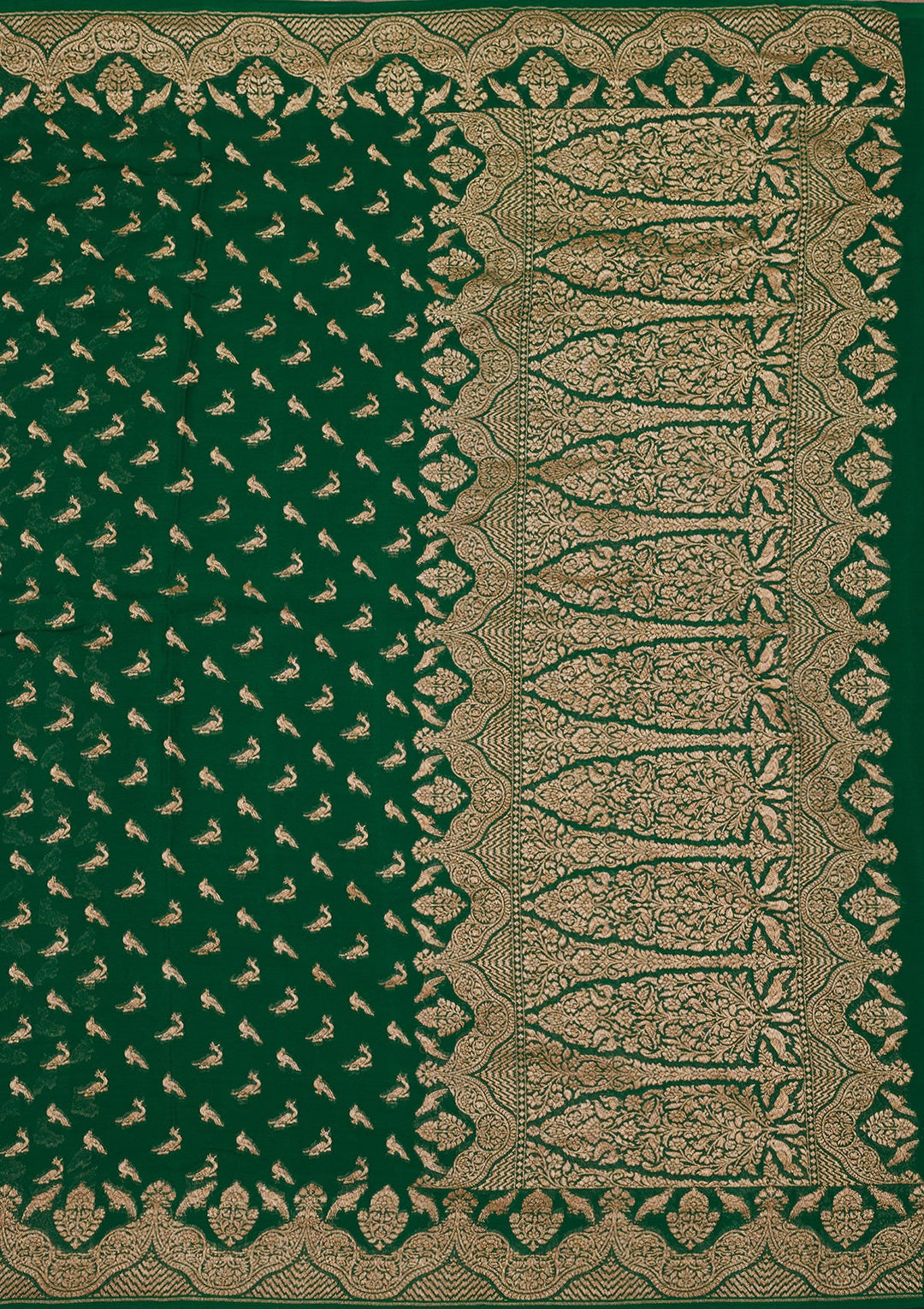Green Zariwork Pure Silk Saree-Koskii