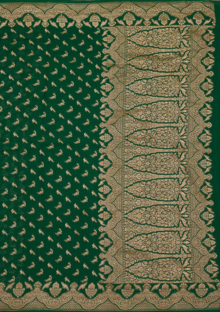 Green Zariwork Pure Silk Saree-Koskii