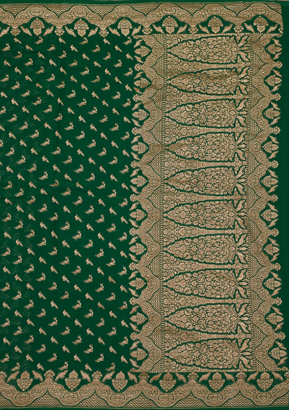 Green Zariwork Pure Silk Saree-Koskii