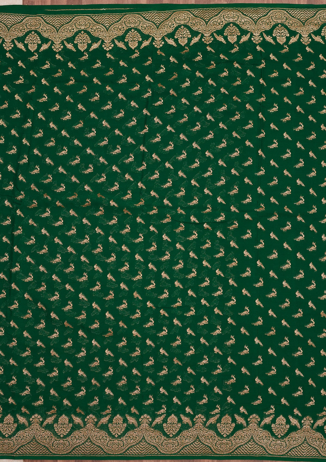 Green Zariwork Pure Silk Saree-Koskii