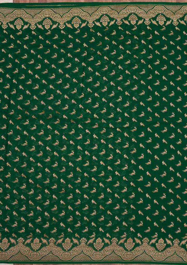 Green Zariwork Pure Silk Saree-Koskii