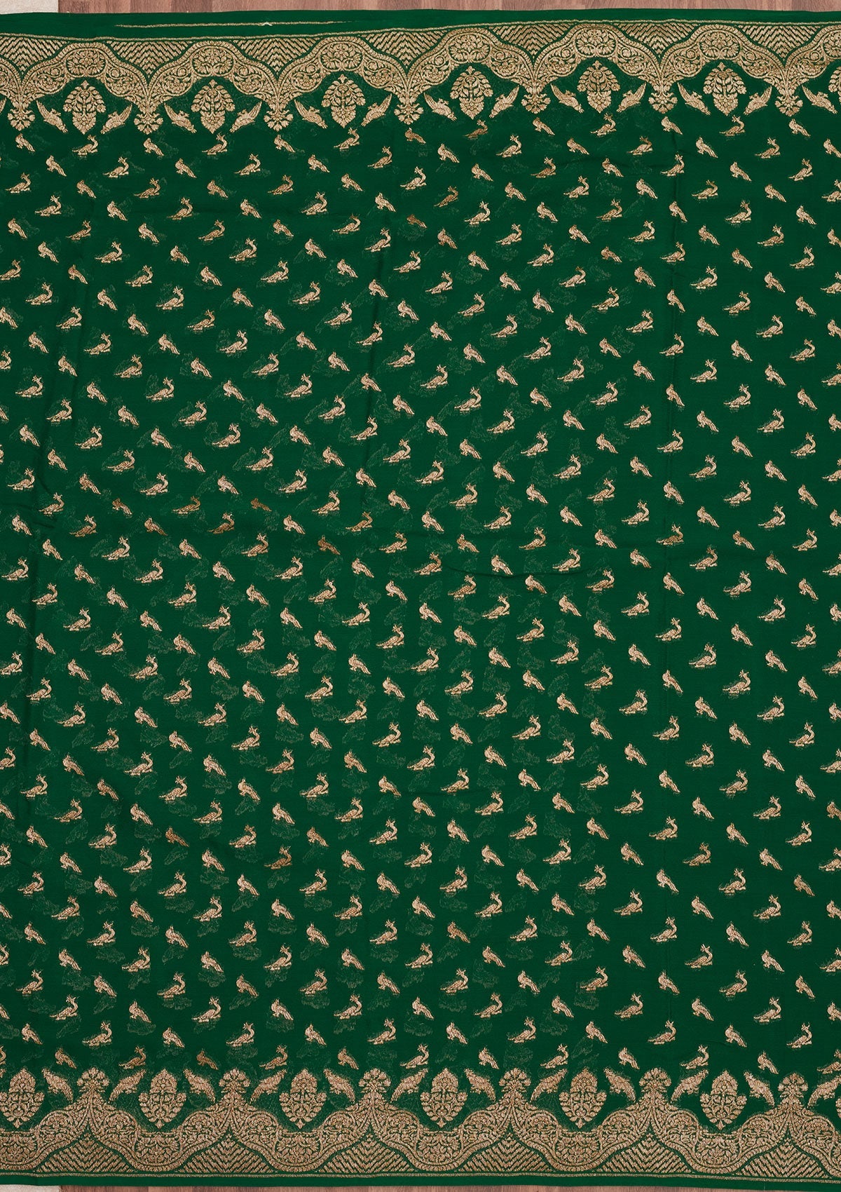 Green Zariwork Pure Silk Saree-Koskii