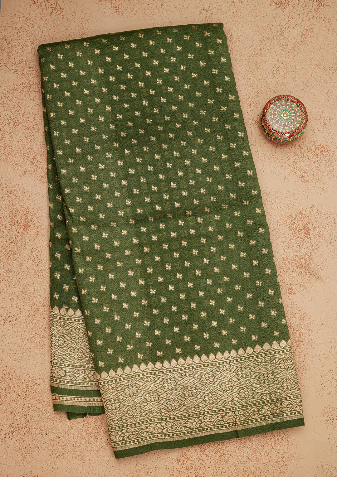 Green Zariwork Pure Silk Saree-Koskii