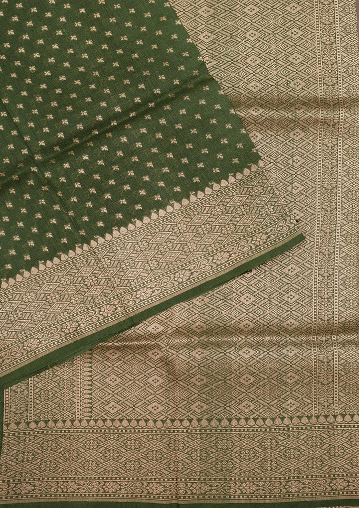 Green Zariwork Pure Silk Saree-Koskii