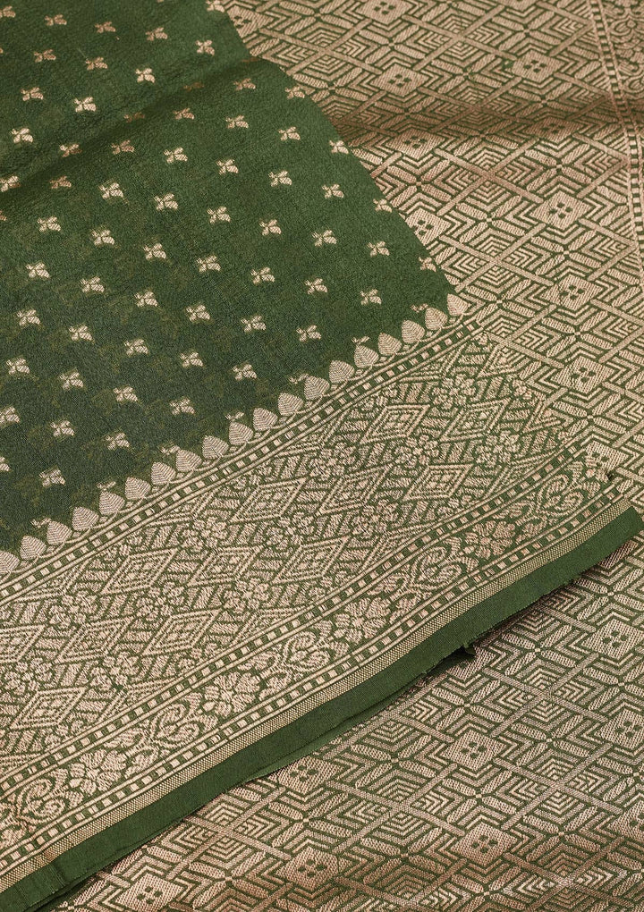 Green Zariwork Pure Silk Saree-Koskii