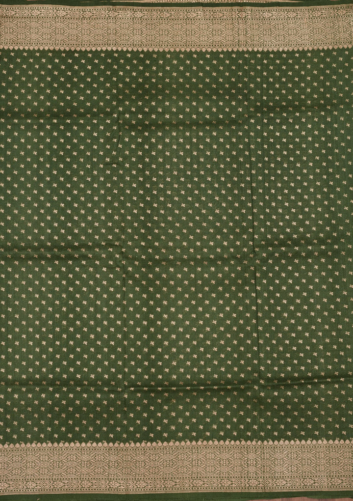 Green Zariwork Pure Silk Saree-Koskii