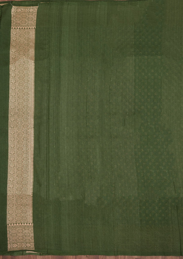 Green Zariwork Pure Silk Saree-Koskii