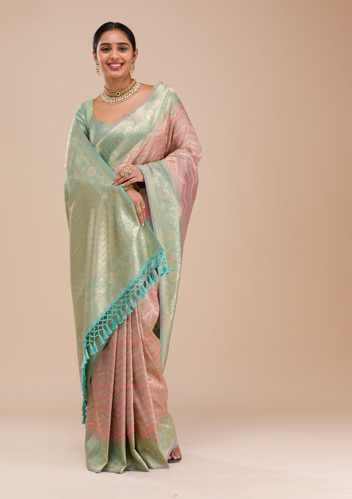 Green Zariwork Silk Saree-Koskii