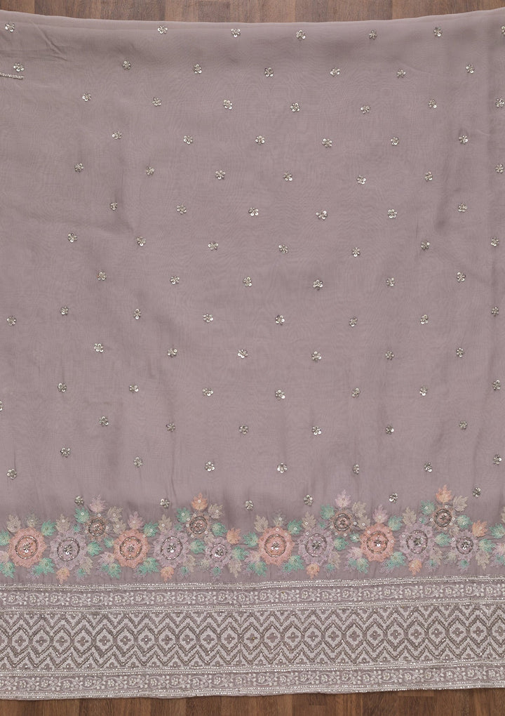 Grey Cutdana Tissue Unstitched Salwar Suit-Koskii
