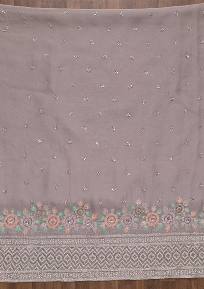 Grey Cutdana Tissue Unstitched Salwar Suit-Koskii