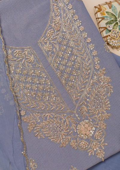 Grey Cutdana Tissue Unstitched Salwar Suit-Koskii