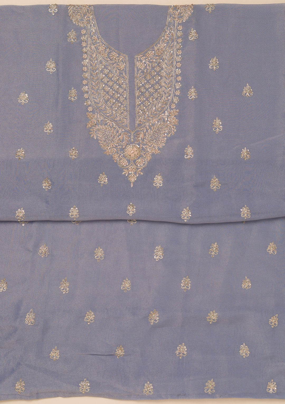 Grey Cutdana Tissue Unstitched Salwar Suit-Koskii