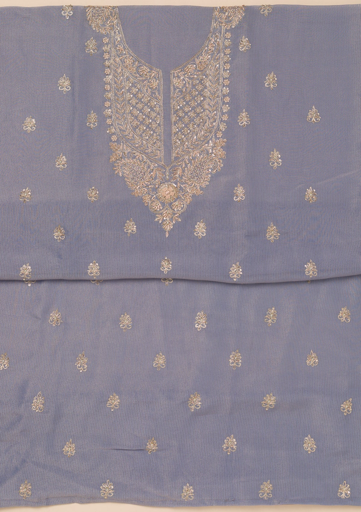 Grey Cutdana Tissue Unstitched Salwar Suit-Koskii