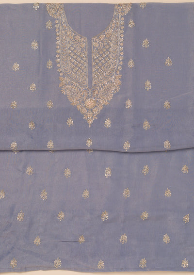 Grey Cutdana Tissue Unstitched Salwar Suit-Koskii