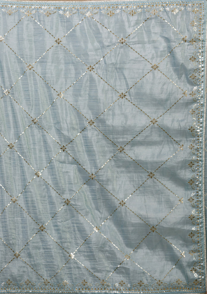 Grey Gotapatti Tissue Saree-Koskii