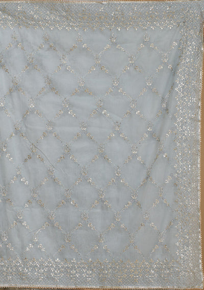 Grey Gotapatti Tissue Saree-Koskii