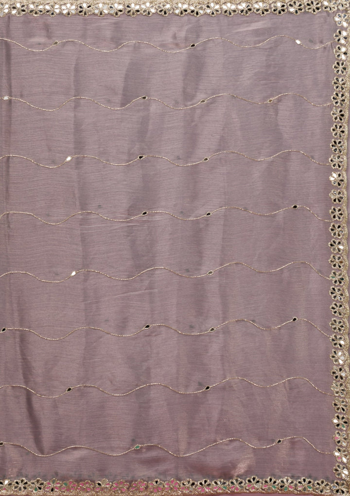 Grey Mirrorwork Georgette Saree-Koskii
