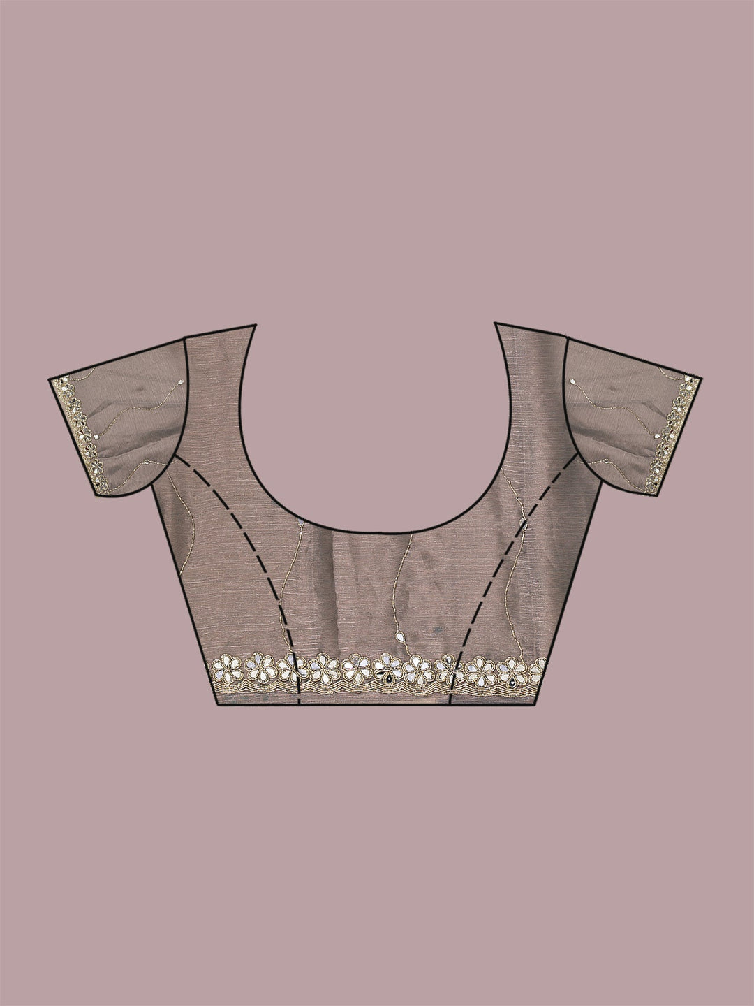 Grey Mirrorwork Georgette Saree-Koskii