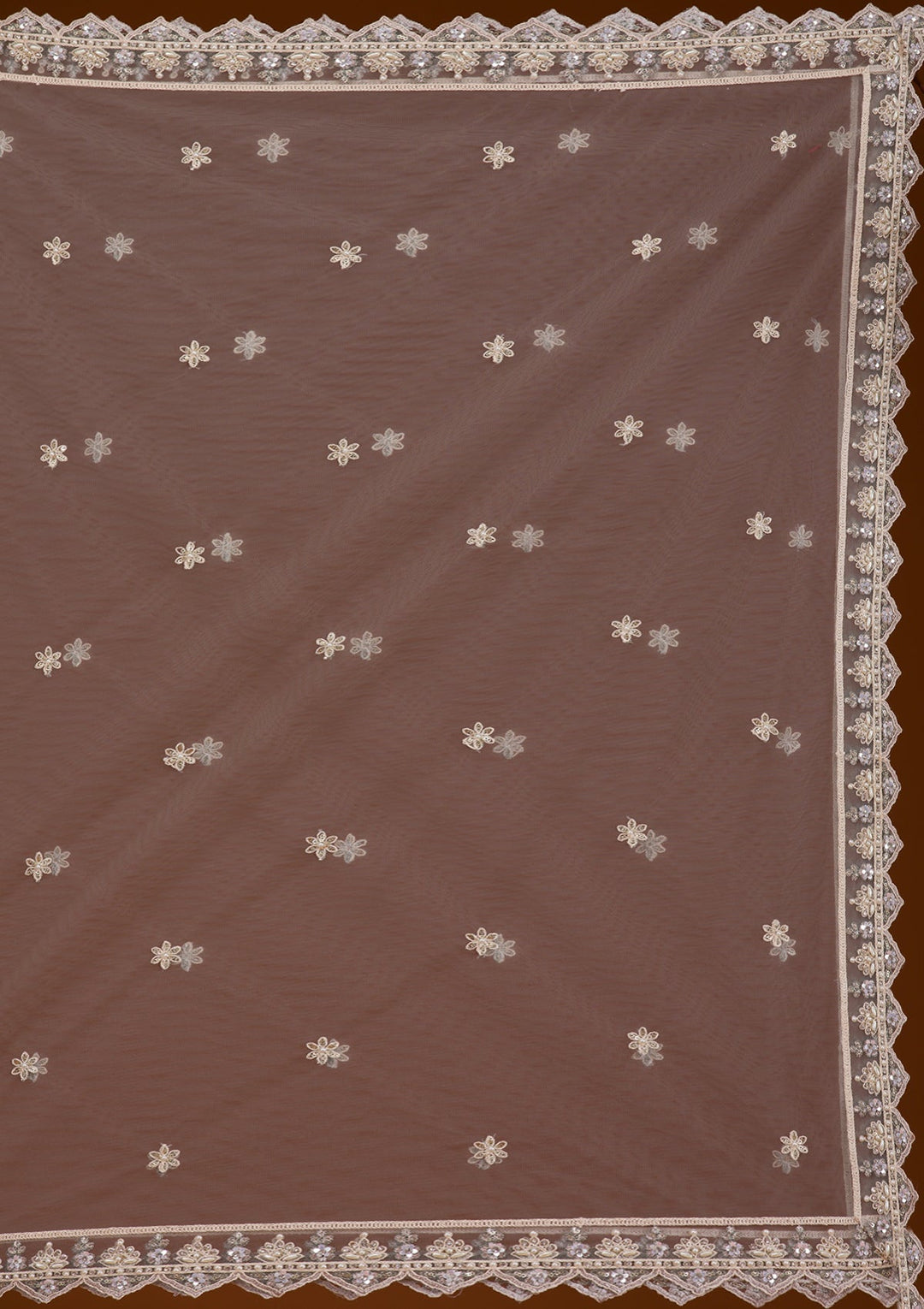 Grey Pearlwork Net Readymade Lehenga-Koskii