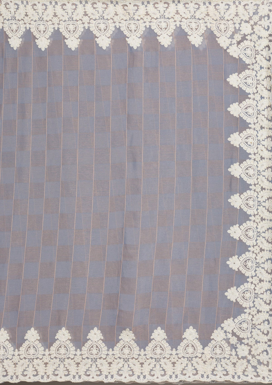 Grey Pearlwork Tissue Saree-Koskii