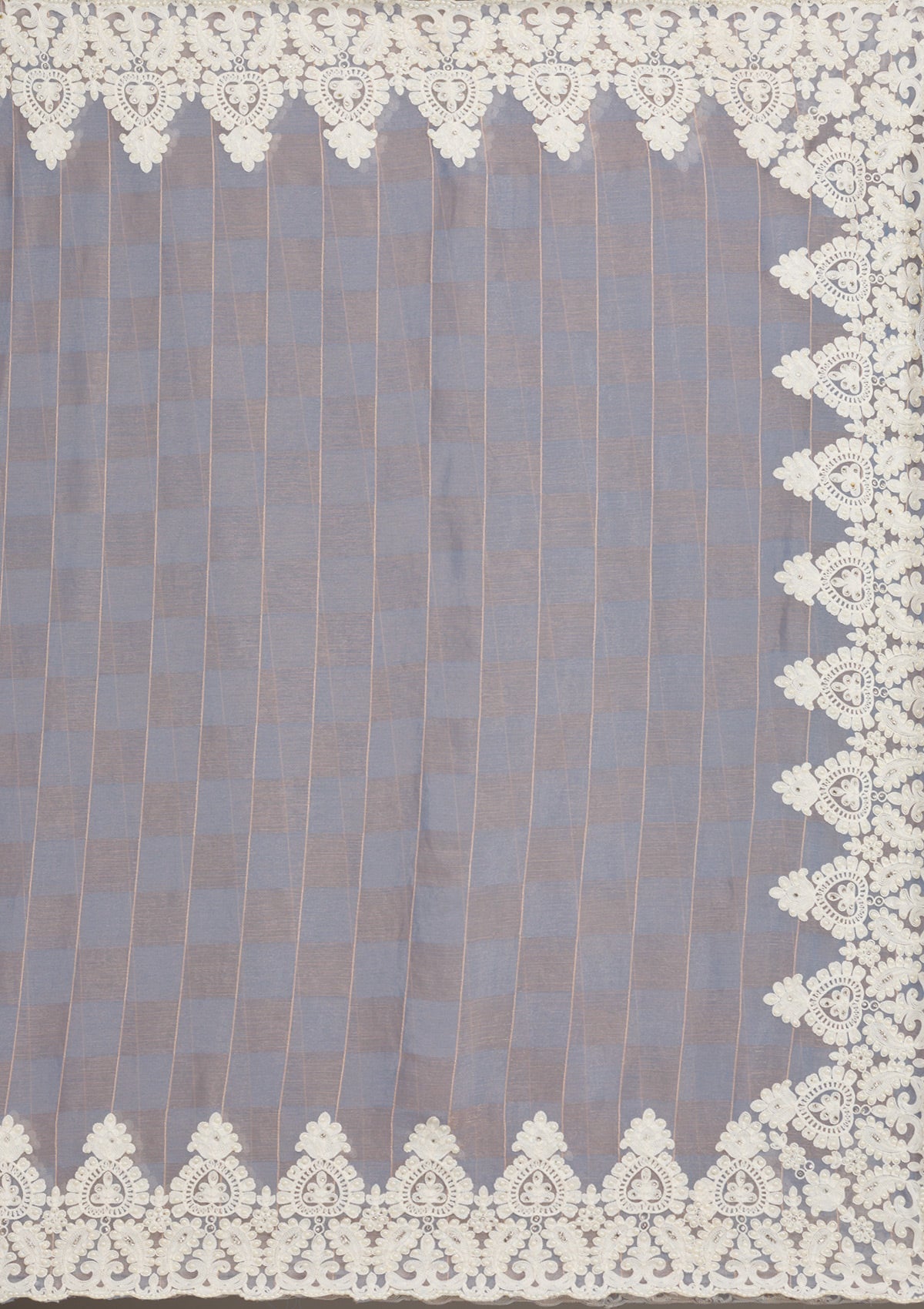 Grey Pearlwork Tissue Saree-Koskii