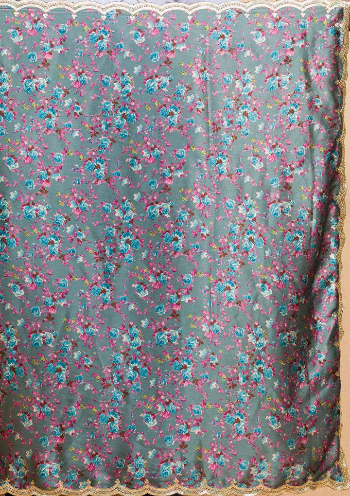 Cream Stonework Satin Designer Saree-Koskii