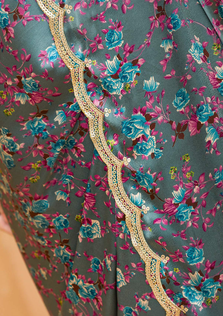 Cream Stonework Satin Designer Saree-Koskii