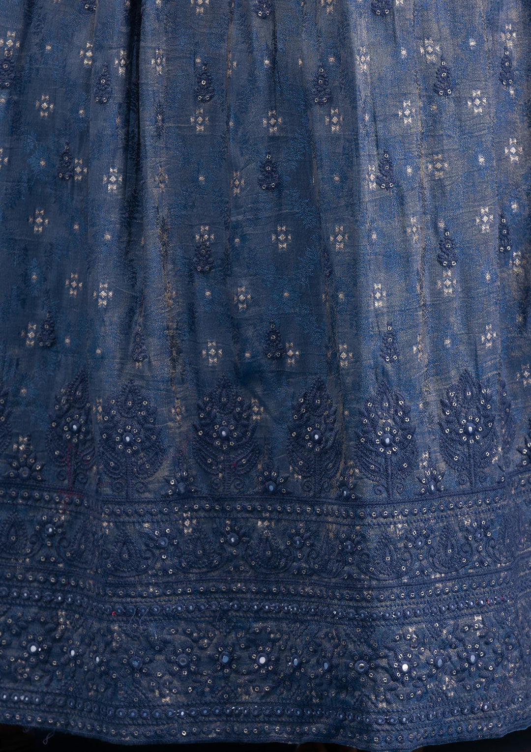 Grey Printed Semi Crepe Readymade Salwar Suit-Koskii
