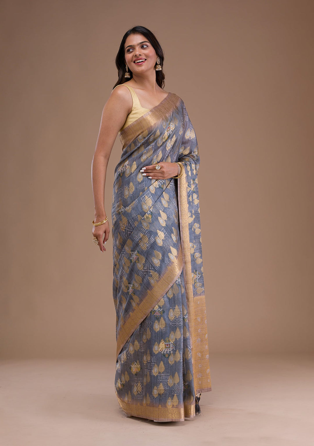 Sky Blue Stonework Tissue Designer Saree-Koskii