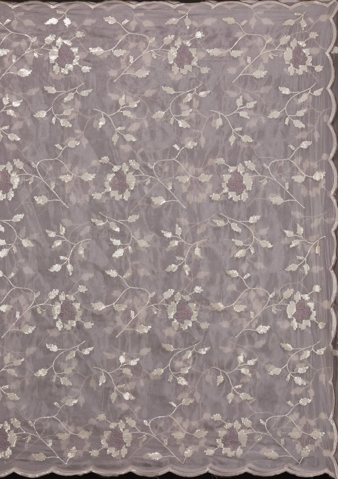 Grey Sequins Tissue Saree-Koskii