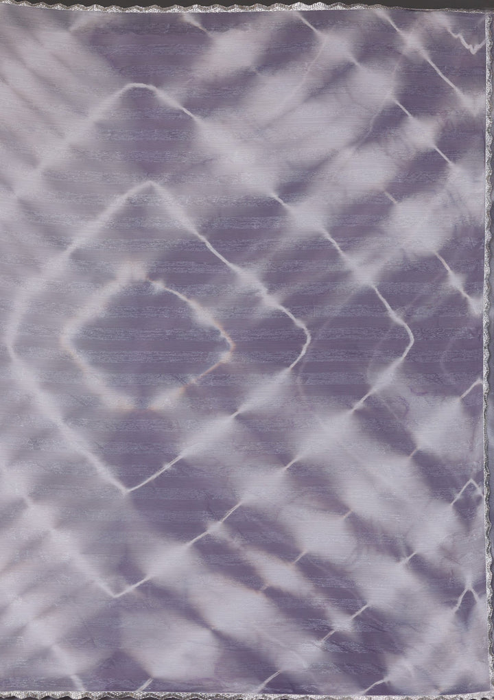 Grey Silver Stonework Shimmer Georgette Saree-Koskii