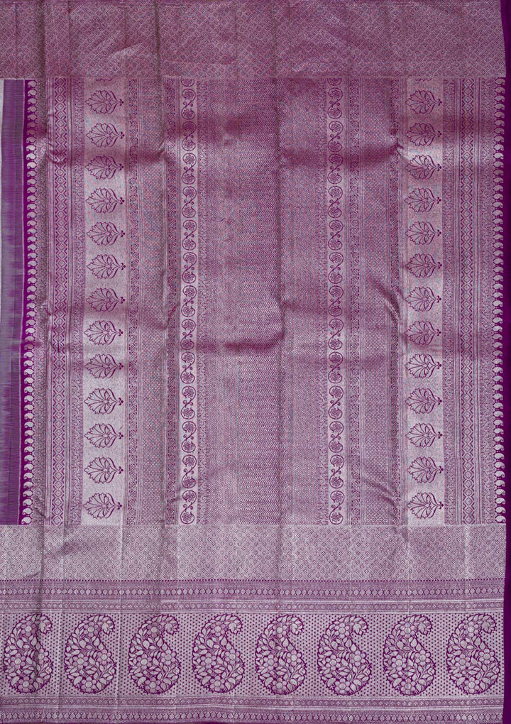 Grey Silver Zariwork Pure Silk Saree-Koskii