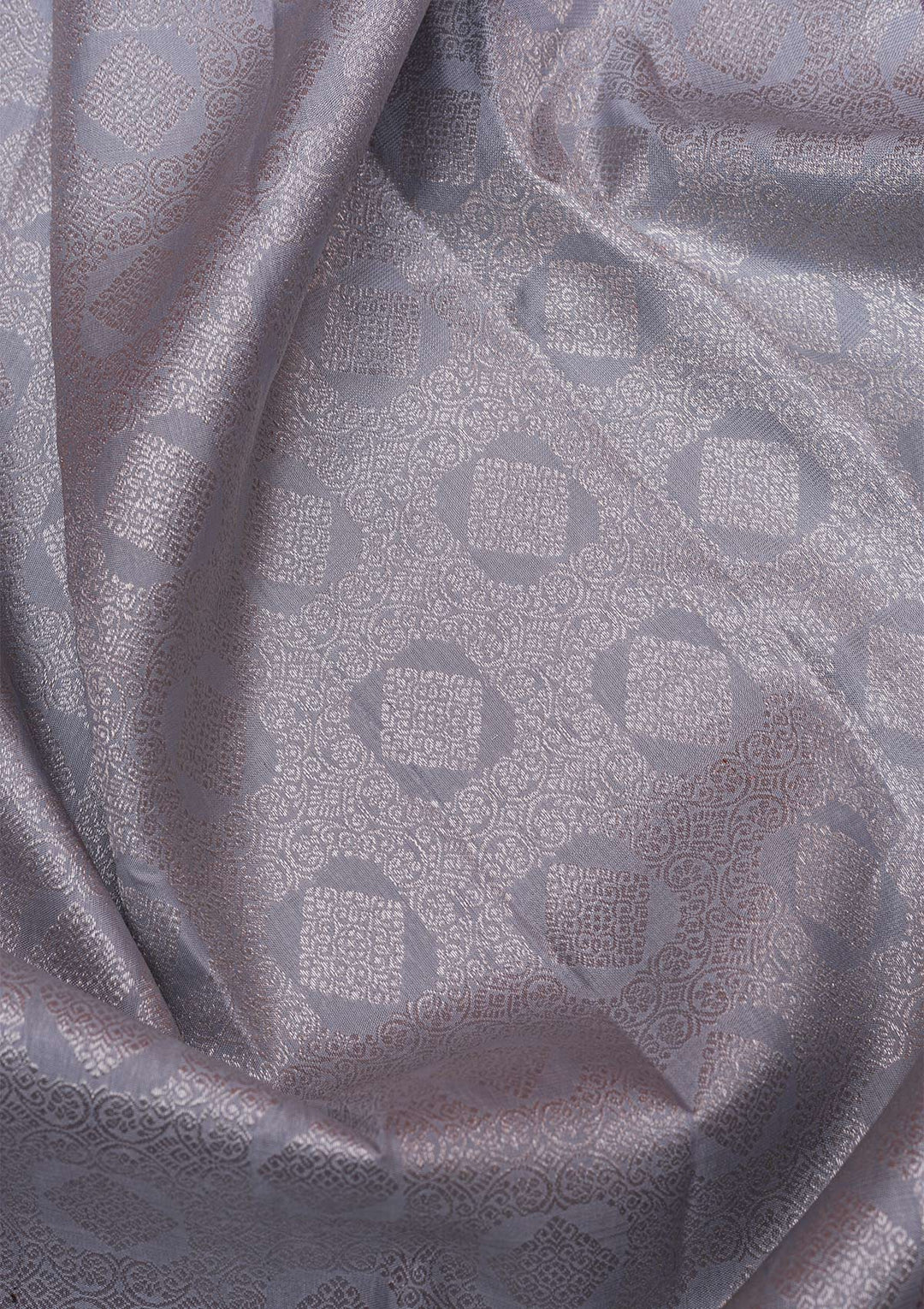 Grey Silver Zariwork Pure Silk Saree-Koskii