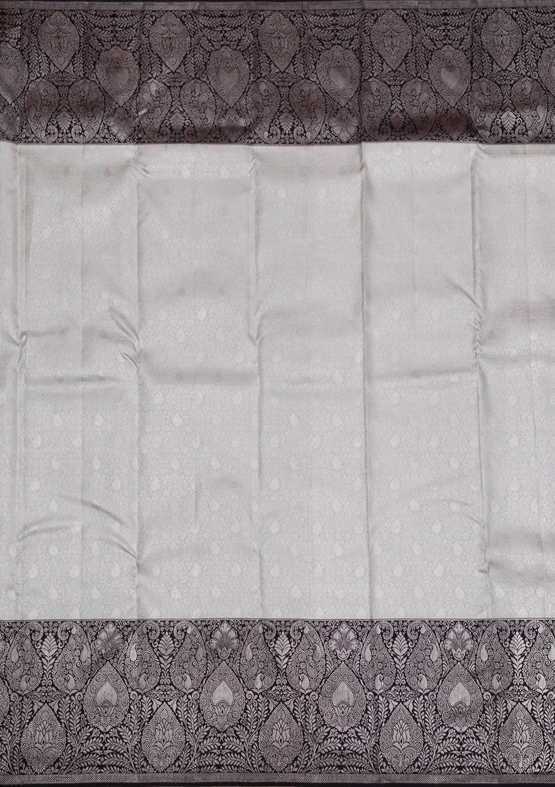 Grey Silver Zariwork Pure Silk Saree-Koskii
