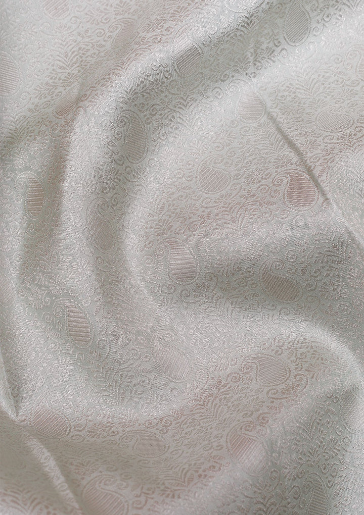 Grey Silver Zariwork Pure Silk Saree-Koskii