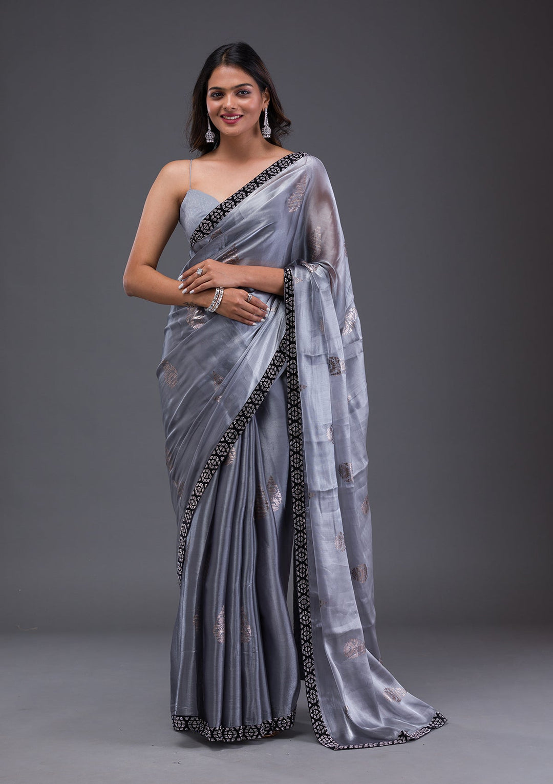 Red Swarovski Georgette Designer Saree-Koskii
