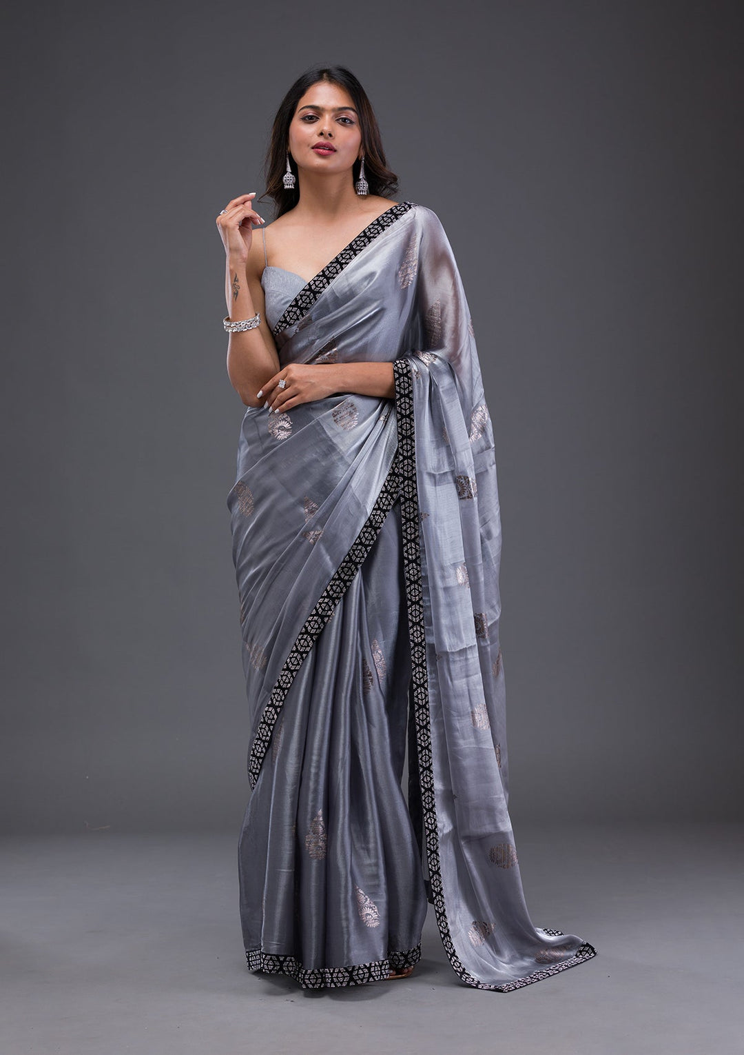 Purple Bandhani Satin Designer Saree-Koskii