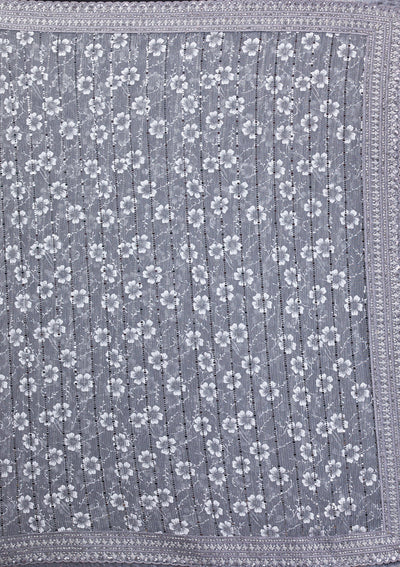 Grey Stonework Lycra Saree-Koskii