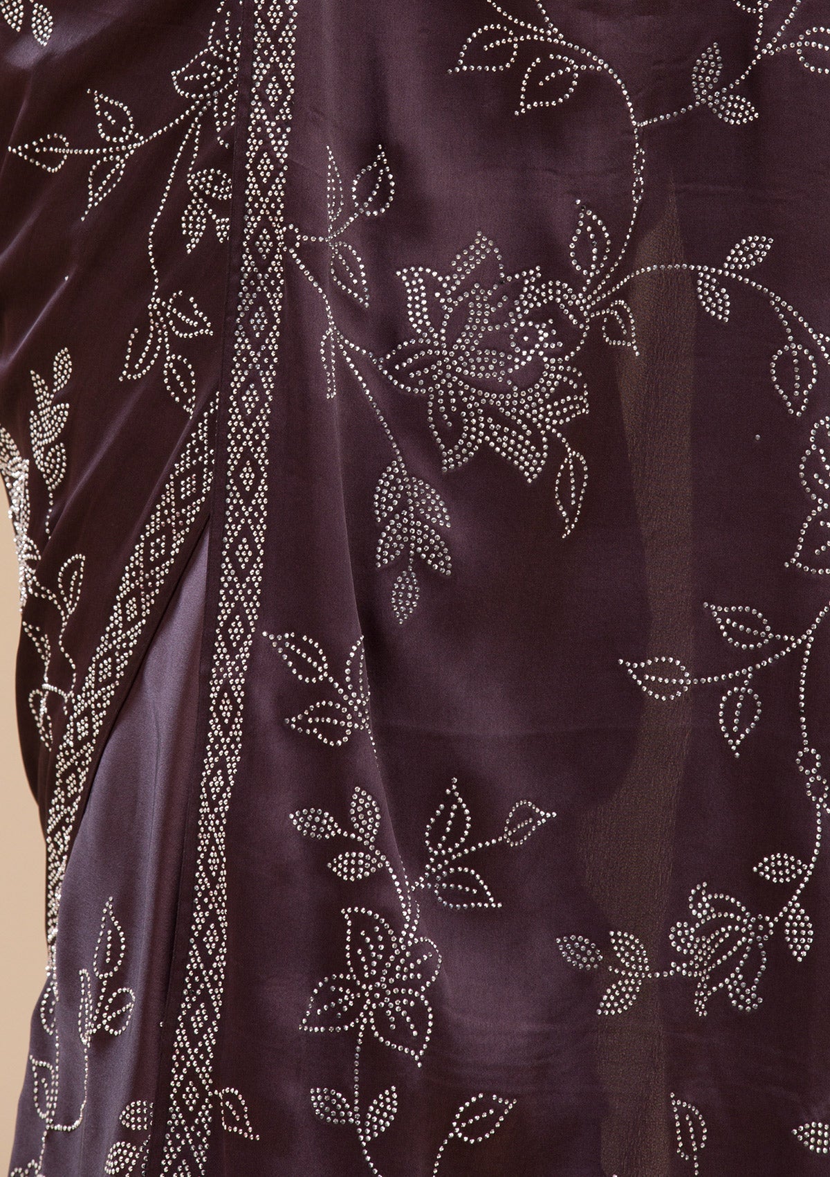 Grey Stonework Satin Saree