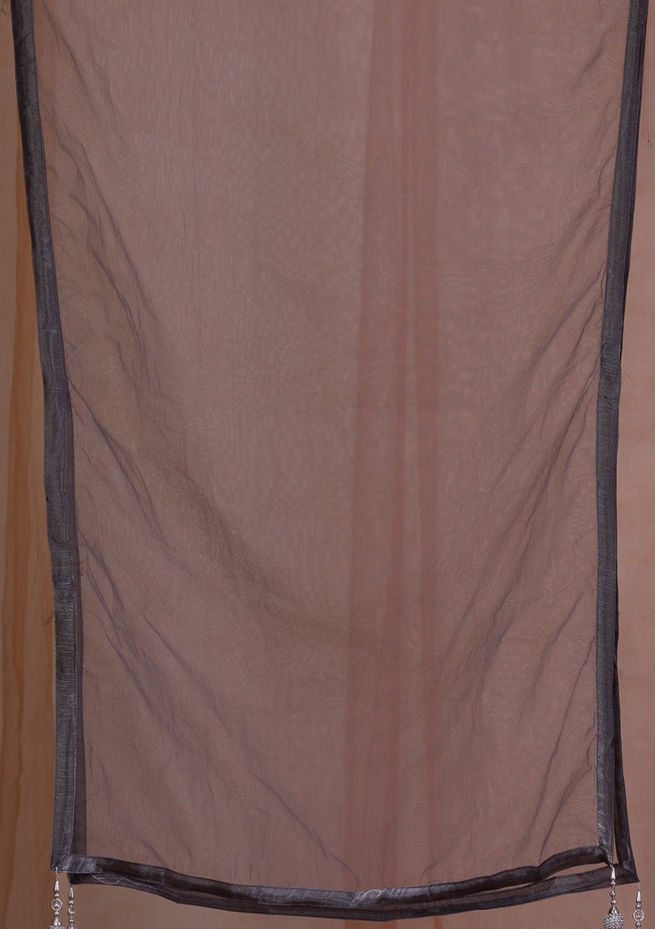 Grey Stonework Tissue Readymade Lehenga-Koskii