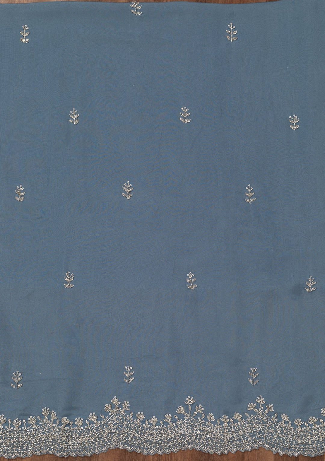 Grey Stonework Tissue Unstitched Salwar Suit-Koskii
