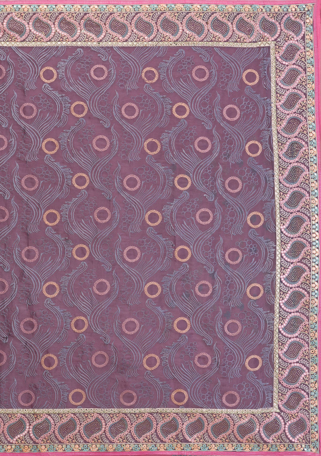 Grey Swarovski Chiffon Saree-Koskii