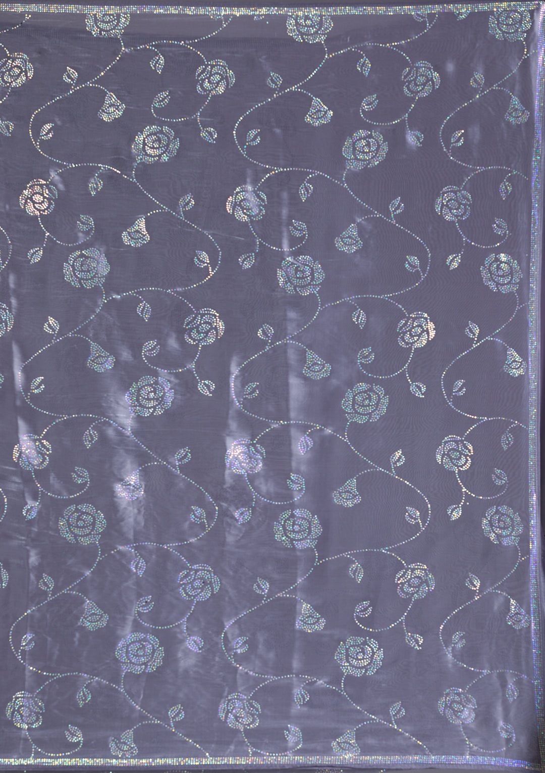 Grey Swarovski Chiffon Saree-Koskii